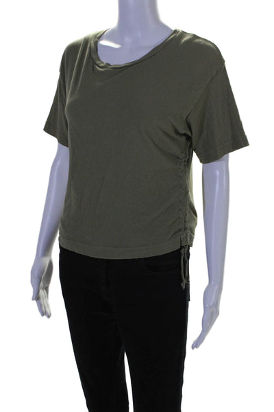 Current/Elliott Womens Round Neck Short Sleeves Cinch Basic T-Shirt Green Size 1