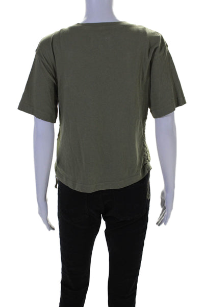 Current/Elliott Womens Round Neck Short Sleeves Cinch Basic T-Shirt Green Size 1