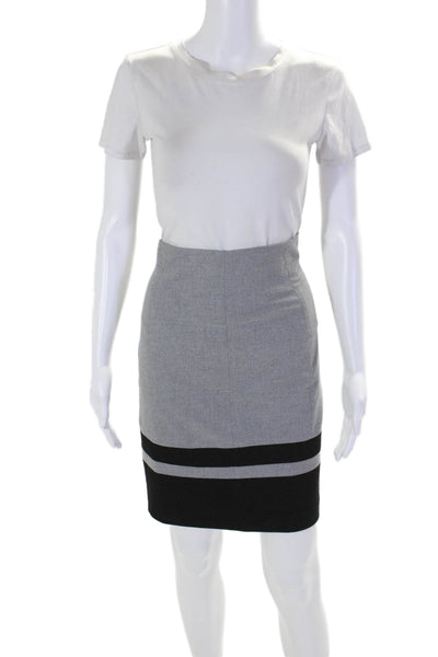 Iris Womens Gray Black Striped Zip Back Lined Mini Pencil Skirt Size 6