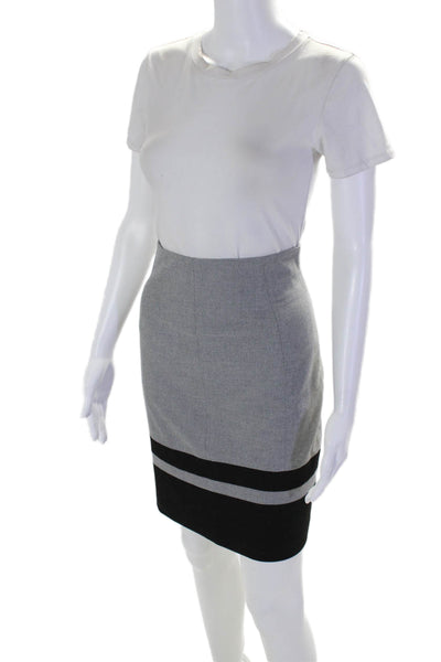 Iris Womens Gray Black Striped Zip Back Lined Mini Pencil Skirt Size 6