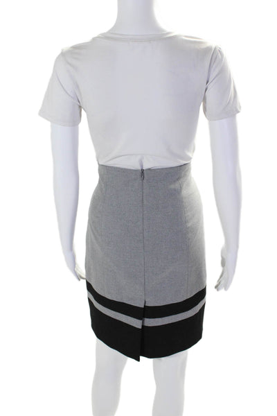 Iris Womens Gray Black Striped Zip Back Lined Mini Pencil Skirt Size 6