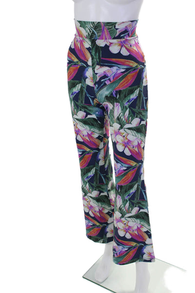 Chiara Boni La Petite Robe Womens Flare Leg Floral Print Pants Green Size EUR 40