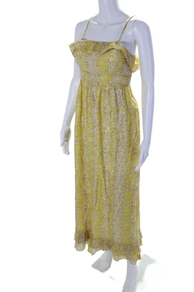 Juicy Couture Womens Spaghetti Strap Metallic Printed Maxi Dress Yellow Size 0