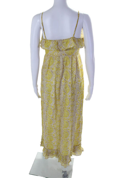 Juicy Couture Womens Spaghetti Strap Metallic Printed Maxi Dress Yellow Size 0