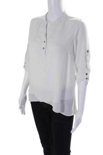 Catherine Malandrino Womens V-neck Half Sleeve Sleek Blouse White Size XS