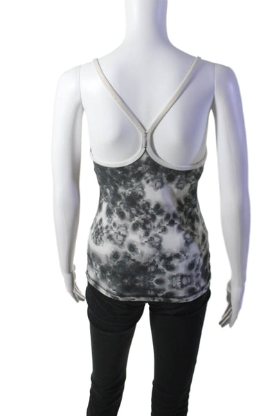 Lululemon Womens Scoop Neck Floral Logo Athletic Tank Top Gray White Size 4