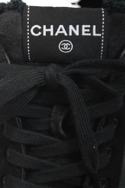 Chanel Womens Spotted Round Toe Lace Up Low Top Sneakers Black Size 42 12