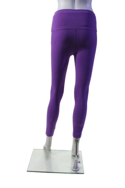 Lululemon Womens High Rise Stretch Cropped Athletic Leggings Purple Size 2