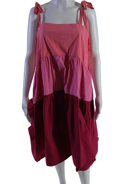 Peter Som Collective Womens Three Tier Midi Dress Pink Size 12 15079270