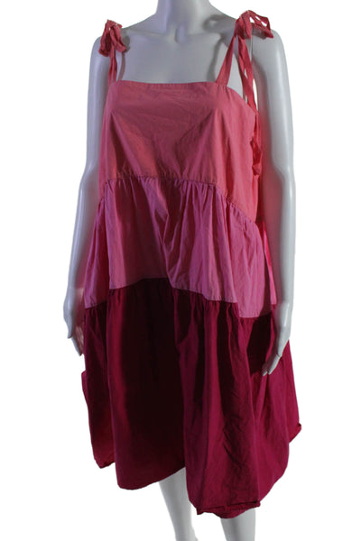 Peter Som Collective Womens Three Tier Midi Dress Pink Size 8 15241757