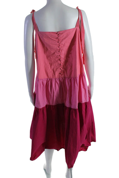 Peter Som Collective Womens Three Tier Midi Dress Pink Size 12 15079270