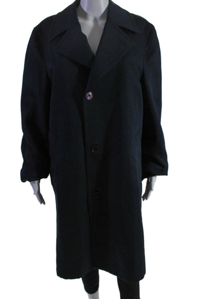 Winner's Circle By Rainfair Womens Navy Pockets Long Sleeve Trench Coat Size L