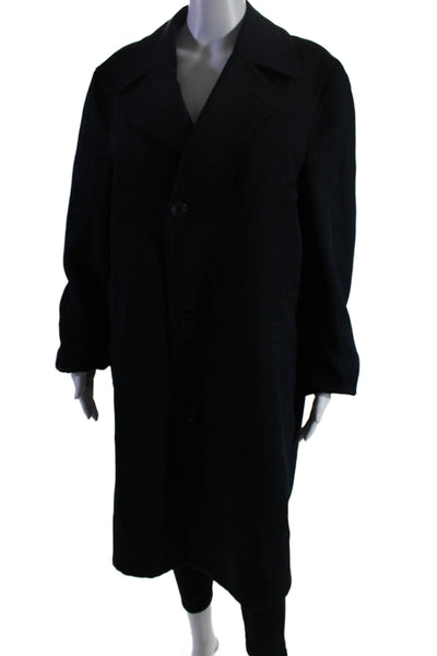 Winner's Circle By Rainfair Womens Navy Pockets Long Sleeve Trench Coat Size L