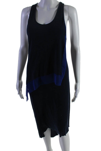 BCBGMAXAZRIA Womens Navy Ribbed Scoop Neck Layered Sleeveless Tank Dress Size M