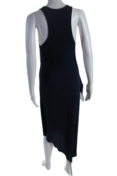 BCBGMAXAZRIA Womens Navy Ribbed Scoop Neck Layered Sleeveless Tank Dress Size M