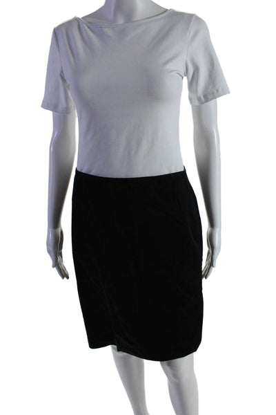 DKNY Womens Cotton Solid Black Zip Back Pencil Skirt Size 8