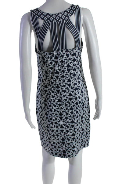 Gretchen Scott Women Halter Neck Graphic Printed Straight Dress Navy Size M