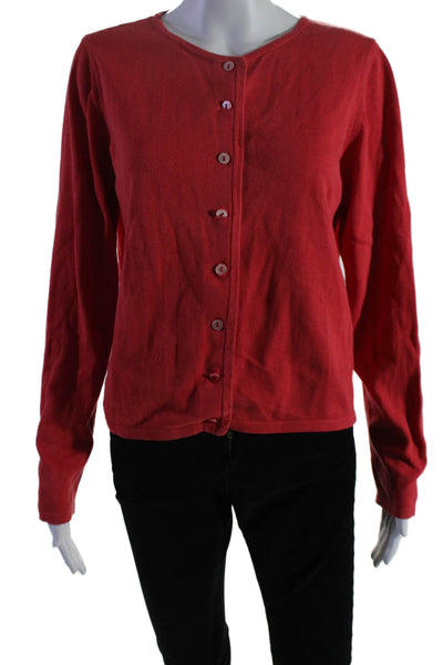 Henri Bendel Womens Cotton Long Sleeve Knit Button Cardigan Red Size M