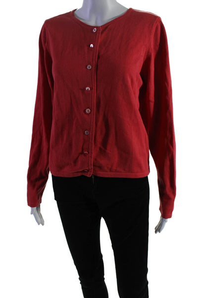 Henri Bendel Womens Cotton Long Sleeve Knit Button Cardigan Red Size M