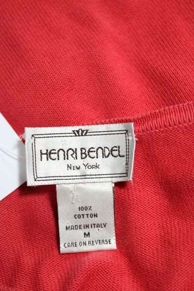 Henri Bendel Womens Cotton Long Sleeve Knit Button Cardigan Red Size M