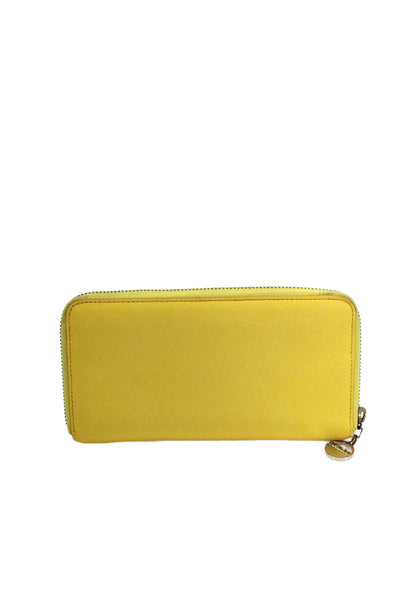 DKNY Womens Leather Textured Zip Multi Compartment Rectangle Wallet Yellow OS