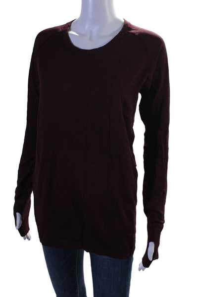 Lululemon Womens Long Sleeve Crewneck Athletic T Shirt Maroon Size 10