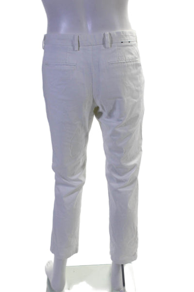 BOSS Mens Cotton Flat Front Tapered Slim Fit Trousers White Size 32