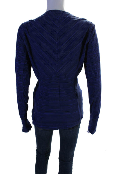 Lululemon Womens Striped Long Sleeves Pullover Shirt Blue Black Size 10