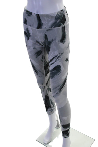 Alo Womens Mid Rise Leg Logo Abstract Ankle Leggings Gray Size Small