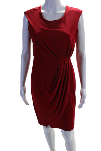 Calvin Klein Womens Back Zip Sleeveless Scoop Neck Shift Dress Red Size 2