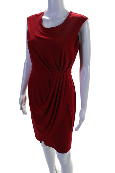 Calvin Klein Womens Back Zip Sleeveless Scoop Neck Shift Dress Red Size 2