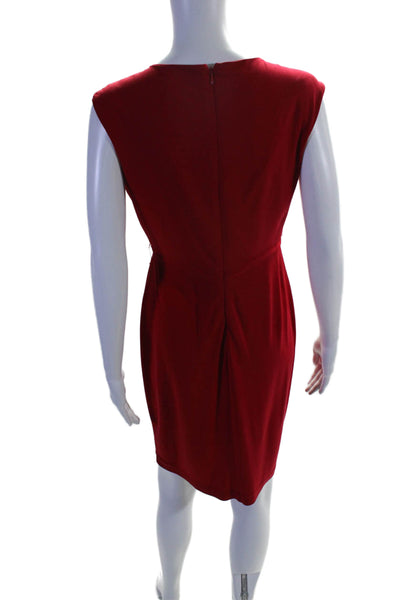 Calvin Klein Womens Back Zip Sleeveless Scoop Neck Shift Dress Red Size 2