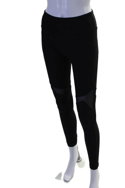 Gottex Womens High Rise Stretch Knit Mesh Trim Ankle Leggings Black Size XS