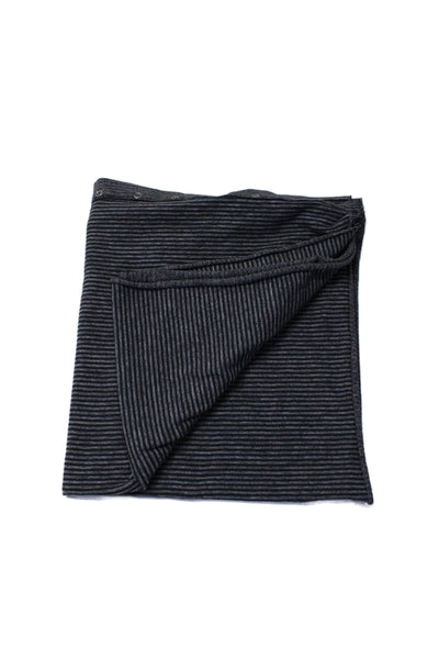 Lululemon Womens Button Trim Knit Striped Cowl Scarf Gray Black Cotton 60"x24"