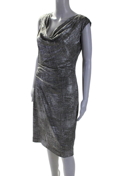 Vince Camuto Women's Scoop Neck Sleeveless Fitted Midi Dress Silver Size 10