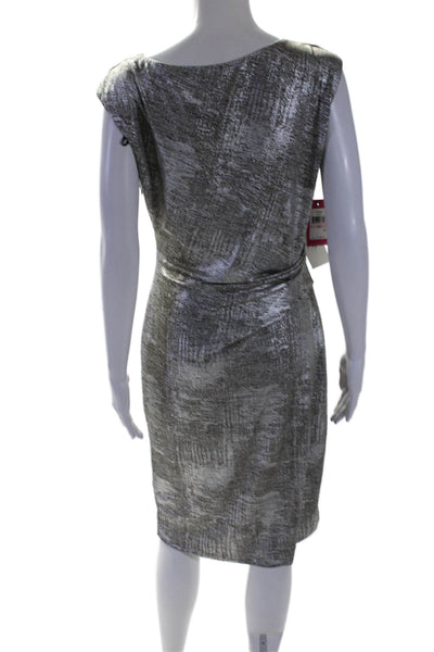 Vince Camuto Women's Scoop Neck Sleeveless Fitted Midi Dress Silver Size 10