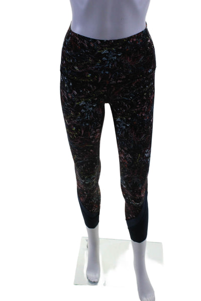 Lululemon Womens High Rise Abstract Mesh Trim Cropped Leggings Navy Multi Size 2