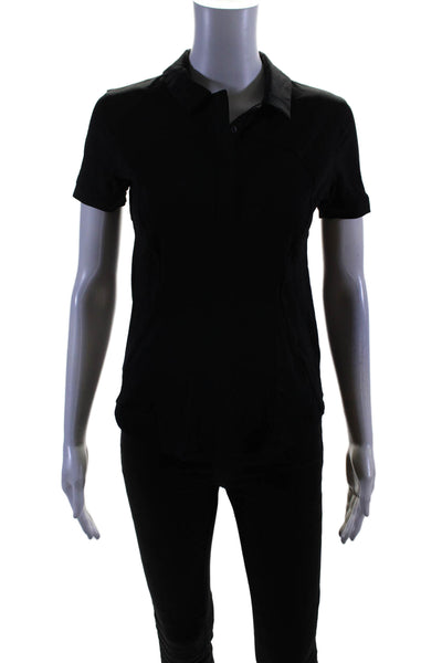 Lululemon Womens Short Sleeve Collared Lightweight Polo Shirt Black Size 4