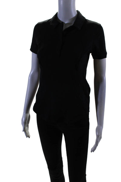 Lululemon Womens Short Sleeve Collared Lightweight Polo Shirt Black Size 4