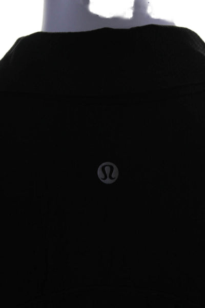 Lululemon Womens Quarter Button Short Sleeve Collared Polo Shirt Black Size 4