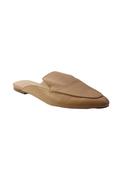 Madewell Womens Leather Slide On Pointed Toe Mule Flats Camel Beige Size 9