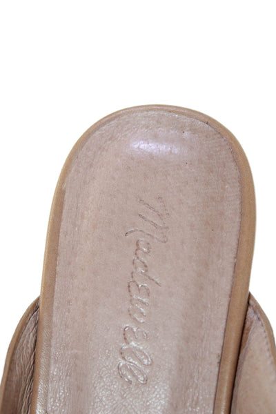 Madewell Womens Leather Slide On Pointed Toe Mule Flats Camel Beige Size 9