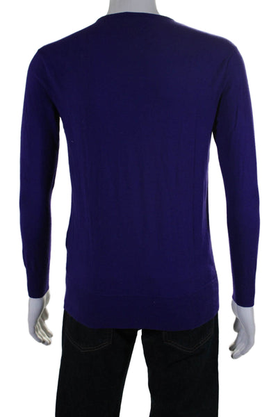 Ralph Lauren Sport Mens Long Sleeves V Neck Sweater Purple Cotton Size Small