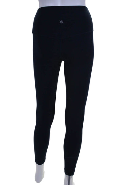 Lululemon Womens Spandex Textured Lined Fit Ankle Leggings Navy Blue Size XS