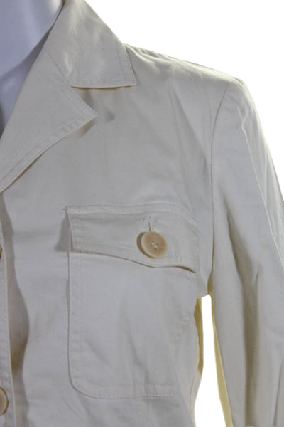 Beretta Womens Cotton Button Down Collared Patch Pocket Jacket Cream Size 40