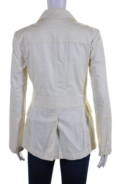 Beretta Womens Cotton Button Down Collared Patch Pocket Jacket Cream Size 40