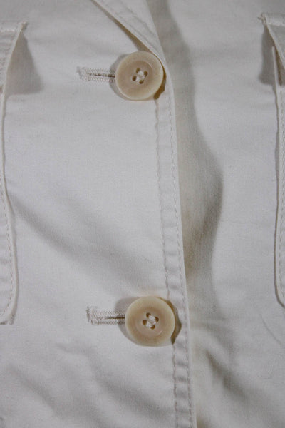 Beretta Womens Cotton Button Down Collared Patch Pocket Jacket Cream Size 40