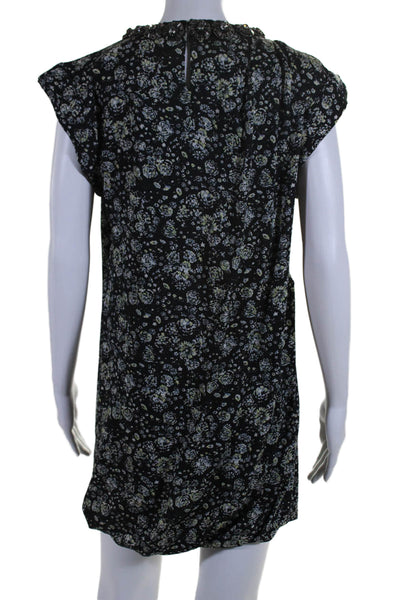 3.1 Phillip Lim Womens Silk Floral Crystal Detail Mini Dress Black Size 0