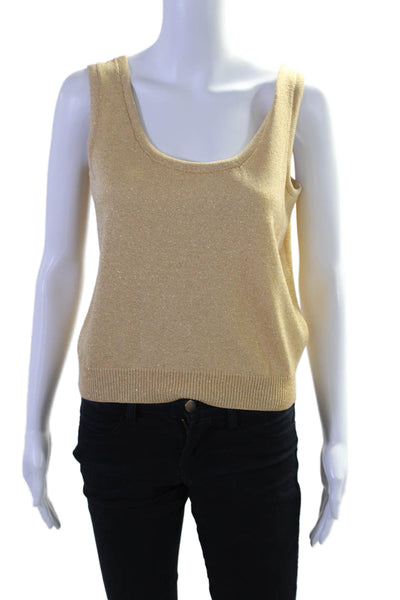 St. John Basics Womens Scoop Neck Metallic Santana Knit Tank Top Brown Medium