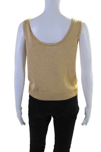 St. John Basics Womens Scoop Neck Metallic Santana Knit Tank Top Brown Medium